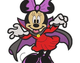 Halloween Witch Bat Woman Minnie Mouse Machine Embroidery Design - 2 sizes, Disney Character, Mickey & Friends Embroidery Pattern