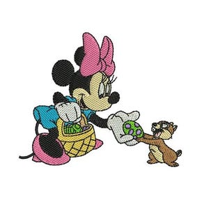 Minnie Mouse Easter Egg to Chipmunk Machine Embroidery Design, Cartoon Pattern, Mickey & Friends Character, Minnie Mouse Embroidery
