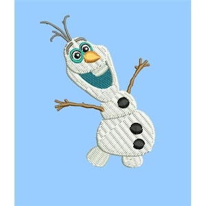Happy Olaf Machine Embroidery Design, Disney Snowman Design, Cartoon Embroidery Pattern, Frozen Character Design, Snowman Olaf Embroidery