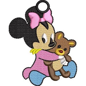 FSL Mickey Mouse & Teddy Bear Machine Embroidery Design - 3 sizes, Disney Character Design, Cartoon Embroidery Pattern, Mickey and Friends