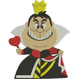 Queen of Hearts Machine Embroidery Design - 4 sizes, Disney Villain Design, Alice in Wonderland Character Embroidery Pattern