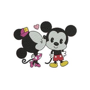 Cute Minnie Kissing Mickey Machine Embroidery Design, Disney Character, Mickey & Minnie Embroidery, Mickey and Friends Character Pattern