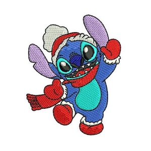 Christmas Santa Stitch Machine Embroidery Design, Xmas Stitch Dancing, Disney Character Embroidery Design, Lilo & Stitch Embroidery Pattern
