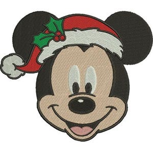 Christmas Mickey Mouse Santa Machine Embroidery Design, Disney Character Pattern, Xmas Mickey Head Embroidery Design, Mickey & Friends