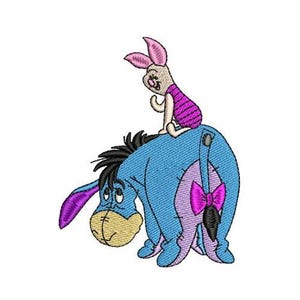 Piglet on Eeyore's Back Machine Embroidery Design, Winnie The Pooh Characters Design, Cartoon Friends Embroidery Pattern, Disney Design