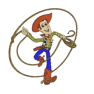 Running Woody with Lasso Machine Embroidery Design, Disney Design, Cartoon Embroidery Pattern, Toy Story Character Design, Woody Embroidery