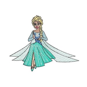 Elsa Sitting Machine Embroidery Design - 2 sizes, Disney Design, Frozen Characters Embroidery Pattern, Disney Princess Design, Ice Queen