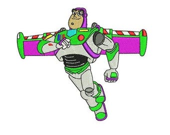 Flying Buzz Lightyear Machine Embroidery Design, Disney Toy Story Buzz Lightyear Design, Cartoon Astronaut Embroidery Pattern, Space Ranger