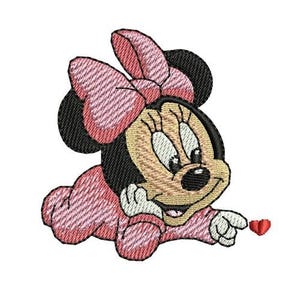 Baby Minnie Mouse Heart Machine Embroidery Design, Disney Design, Mickey & Friends Character Embroidery Pattern, Minnie Mouse Embroidery