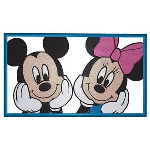 Cute Couple Mickey & Minnie Mouse Posing Machine Embroidery Design, Disney Mouse Character, Valentines Sweethearts Embroidery Pattern