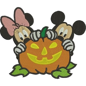 Mickey and Minnie Mouse Machine Embroidery Design, Disney Character Design, Halloween Embroidery Pattern, Mickey & Friends