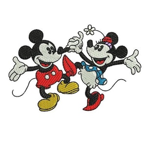 Couple Mickey & Minnie Mouse Dancing Machine Embroidery Design, Disney Design, Valentines Sweethearts Pattern, Mickey and Minnie Embroidery