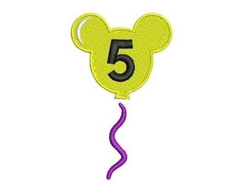 Diseño de bordado a máquina de Mickey Mouse Flying Balloon 5, diseño de personajes de Disney, patrón de bordado de Mickey y sus amigos