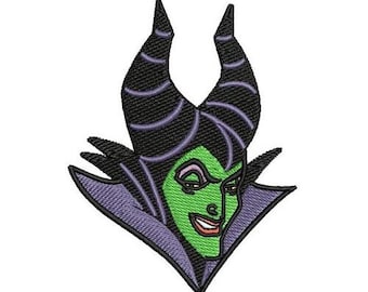 Zelfvoldane malafide borduurontwerp, Disney ontwerp, cartoon borduurpatroon, Doornroosje karakter schurk ontwerp, minnares van alle kwaad