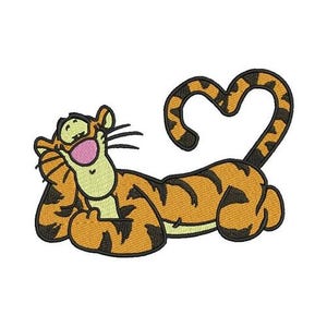 Tigger Heart Tail Machine Embroidery Design, Disney Design, Cartoon Tiger Embroidery Pattern, Winnie The Pooh Character Design