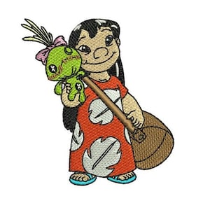 Lilo Pelekai and Stitch Machine Embroidery Design, Disney Character Design, Hawaiian Lady Embroidery Pattern, Lilo & Stitch Embroidery