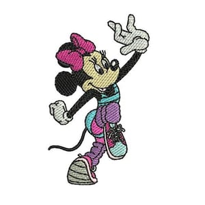 Minnie Mouse Dance Workout Machine Embroidery Design - 2 sizes, Mickey & Friends Character Embroidery Pattern Minnie Mouse Embroidery