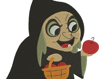 Evil Witch Machine Embroidery Design - 4 sizes, Disney Villain Design, Snow White Character Embroidery Pattern, Evil Queen in Disguise