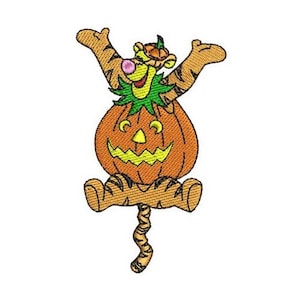 Halloween Tigger Pumpkin Machine Embroidery Design - 2 sizes, Disney Tiger Design, Winnie The Pooh Character Embroidery Pattern