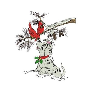 Dalmatian & Cardinals Machine Embroidery Design, Disney Design, 101 Dalmatians Character Pattern, Cartoon Embroidery Design
