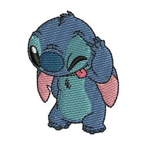 Diseño de bordado a máquina de puntada divertida con lengua afuera, diseño de Disney, patrón de bordado de dibujos animados, diseño de bordado de personajes de Lilo & Stitch