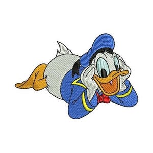 Relaxed Donald Duck Laying Down Machine Embroidery Design, Cartoon Embroidery Pattern, Donald Duck Embroidery, Disney  Character Design