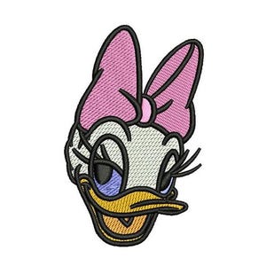 Smiling Daisy Duck Face Machine Embroidery Design, Donald Duck Character Embroidery Pattern, Daisy Duck Embroidery Design