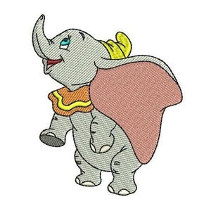 Laughing Out Loud Dumbo Machine Embroidery Design, Disney Elephant Design, Cartoon Embroidery Pattern, Elephant with Big Ears Embroidery