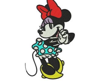 Large Minnie Mouse With Red Hair Bow Machine Embroidery Design, 2 Sizes, Minnie Mouse Embroidery, Disney Mouse Character Embroidery Pattern