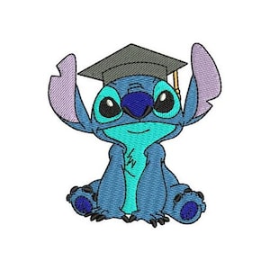 Graduation Stitch Machine Embroidery Design, Disney Design, Cartoon Embroidery Pattern, Lilo & Stitch Character Embroidery Design