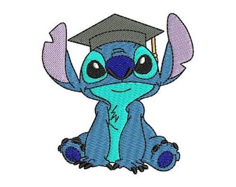 Abschlussfeier Stich Maschinenstickerei, Disney Design, Cartoon Stickmuster, Lilo & Stitch Charakter Stickdatei