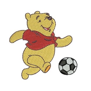 Soccer Player Winnie the Pooh Bear Machine Embroidery Design - 2 sizes, Disney Character, Cartoon Embroidery Pattern, Teddy Bear Character