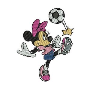 Soccer Player Minnie Mouse Machine Embroidery Design, Cartoon Pattern, Mickey & Friends Character, Minnie Mouse Embroidery, Disney Design