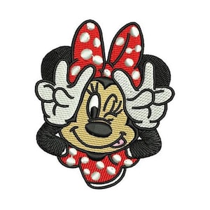 Peace Out Minnie Mouse Machine Embroidery Design, Mickey & Friends Character Embroidery Pattern, Minnie Mouse Embroidery, Disney Design