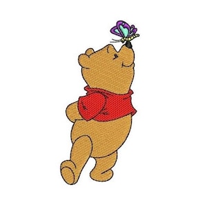 Winnie the Pooh Playing with Butterfly Machine Embroidery Design, Disney Design, Pooh Bear Embroidery Pattern, Teddy Bear Character