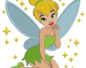 Motif de broderie Machine la fée clochette - 2 tailles, dessins de personnages Disney, motif de broderie dessin animé, motif de broderie personnage Peter Pan