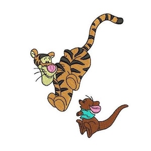 Roo & Tigger Playing Machine Embroidery Design, Disney Character Design, Cartoon Embroidery Pattern, Winnie the Pooh Character Design
