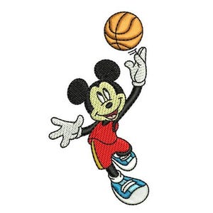 Basketball Player Mickey Machine Embroidery Design, Disney Character Design, Mickey & Friends Character Pattern, Micky Mouse Embroidery