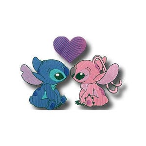 Love in the Air Stitch & Angel Machine Embroidery Design, Disney Character Design, Cartoon Embroidery Pattern, Valentines Design