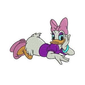 Sassy Daisy Duck Laying Down Machine Embroidery Design, Donald Duck Character Embroidery Pattern, Daisy Duck Embroidery, Disney Design