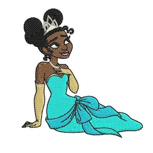 Tiana in Mickey Ears Machine Embroidery Design, Disney Princess Design, Cartoon Embroidery Pattern, The Princess and the Frog Character