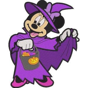 Halloween Witch Minnie Mouse Machine Embroidery Design - 2 sizes, Disney Character, Mickey & Friends Embroidery Pattern