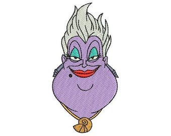 Ursula Face Machine Embroidery Design, Disney Villain Design, The Little Mermaid Character Lace Design, Disney Sea Witch, Fantasy Creature