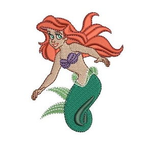Princess Ariel Machine Embroidery Design - 2 sizes, Little Mermaid Character Embroidery Pattern, Ariel Embroidery Design, Disney Pattern