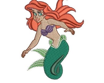 Princess Ariel Machine Embroidery Design - 2 sizes, Little Mermaid Character Embroidery Pattern, Ariel Embroidery Design, Disney Pattern