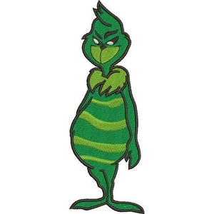 Classic Grinch Machine Embroidery Design, Disney Character Design, Christmas Embroidery Pattern, Cartoon Design, Green Villain