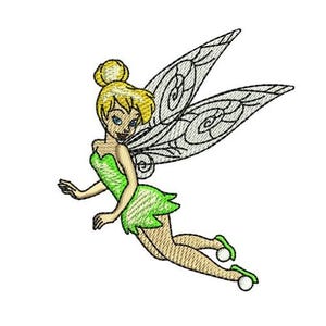Flying Fairy Tinker Bell Machine Embroidery Design, Disney Design, Cartoon Embroidery Pattern, Peter Pan Character Design, Fantasy Fairy