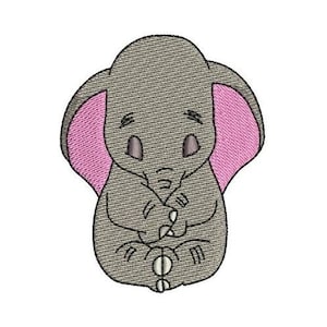 Sitting Dumbo Asleep Machine Embroidery Design, Disney Character Design, Cartoon Elephant Embroidery Pattern, Elephant with Big Ears Design