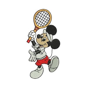 Tennis Player Mickey Mouse Machine Embroidery Design, Disney Character Design, Cartoon Embroidery Pattern, Mickey Mouse Embroidery