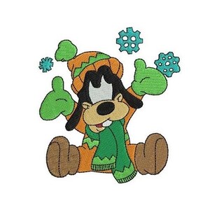 Baby Goofy Playing with Snowflakes Machine Embroidery Design, Disney Design, Cartoon Embroidery Pattern, Mickey & Friends Character Design